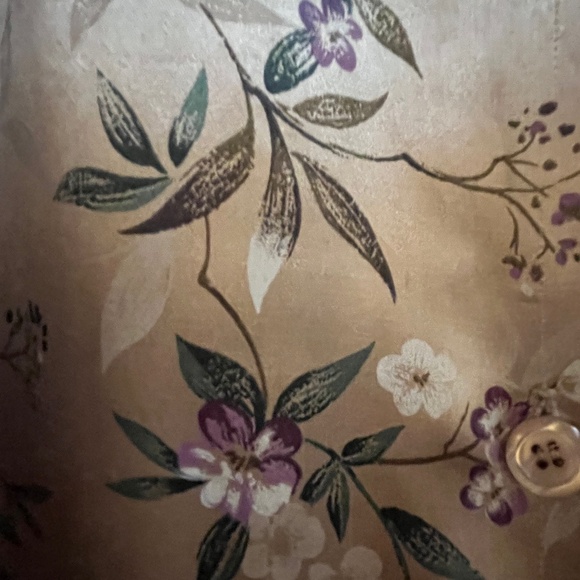 CH Signature Gold with Purple Flowers Button Down Blouse - Picture 9 of 15
